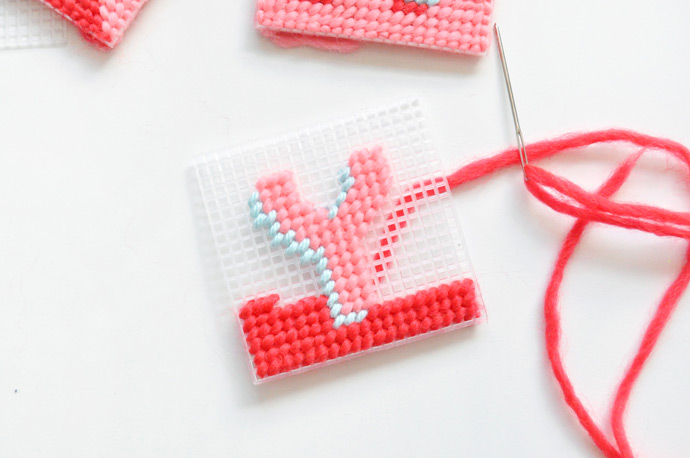 DIY Yarn Cross Stitch Tags