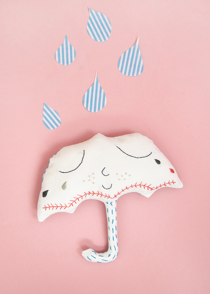 Embroidered Umbrella Pillow
