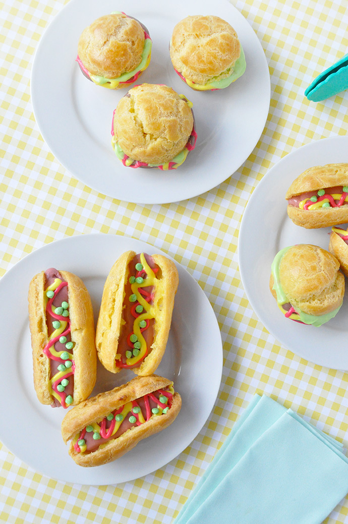 Hot Dog Eclairs and Hamburger Cream Puffs