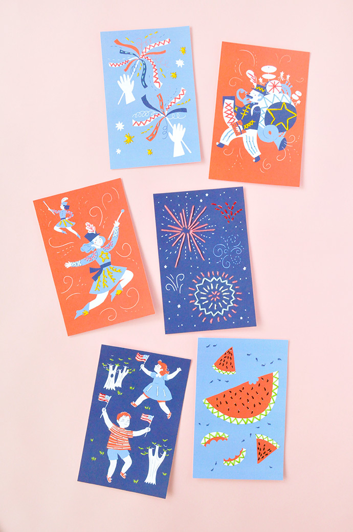 4th of July Stitching Cards