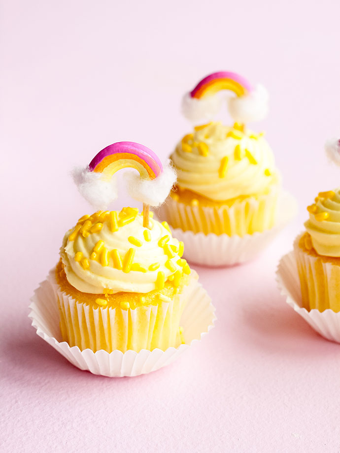 Macaroni Rainbow Cupcake Toppers Handmade Charlotte