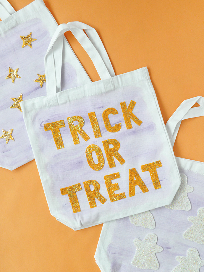 Watercolor & Glitter Trick or Treat Bags