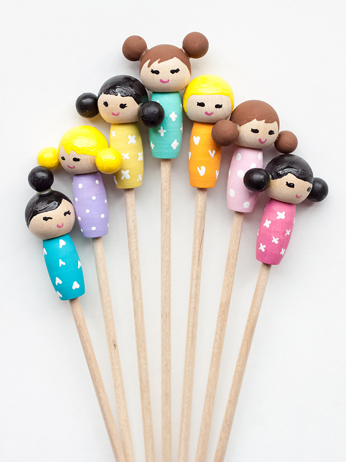 DIY Kokeshi Doll Stir Sticks
