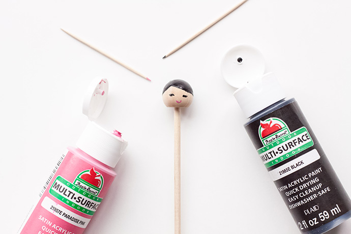 DIY Kokeshi Doll Stir Sticks