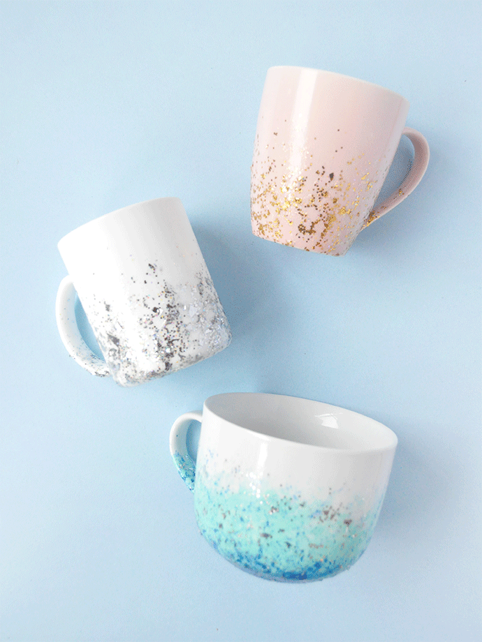 DIY Glitter Speckled Mugs