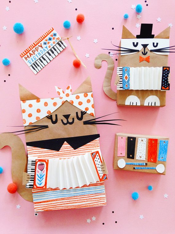 Musical Kitten Gift Wrap Handmade Charlotte