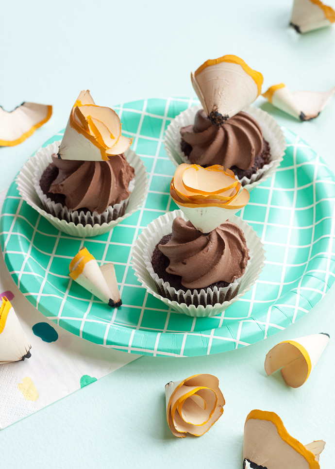 Giant Pencil Shaving Cupcake Toppers