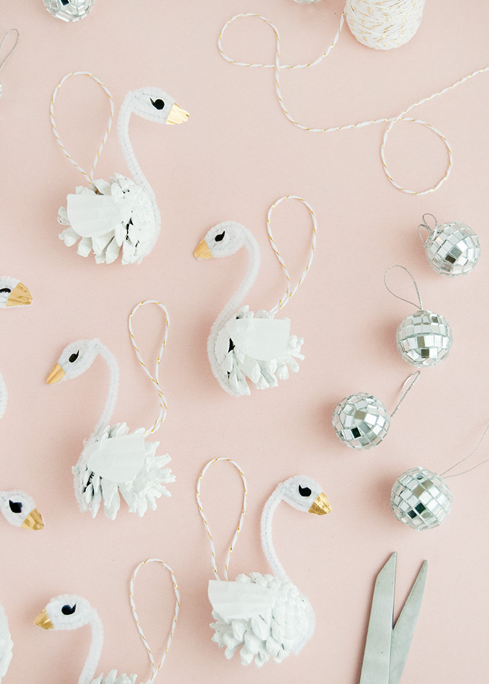 Pinecone Swan Ornaments