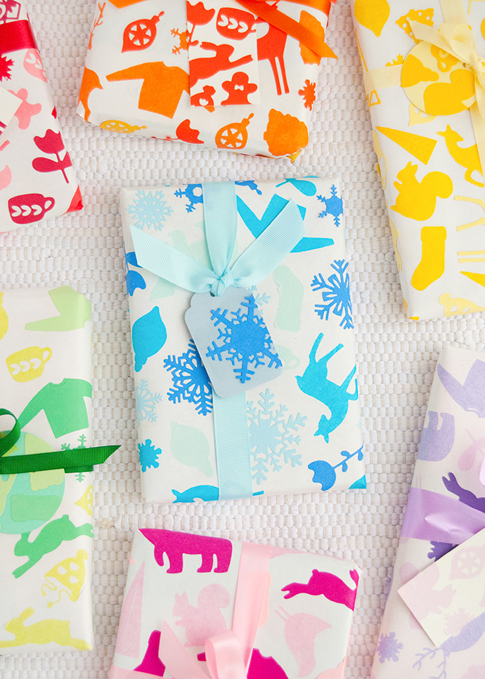 Rainbow Christmas Wrapping Paper Handmade Charlotte