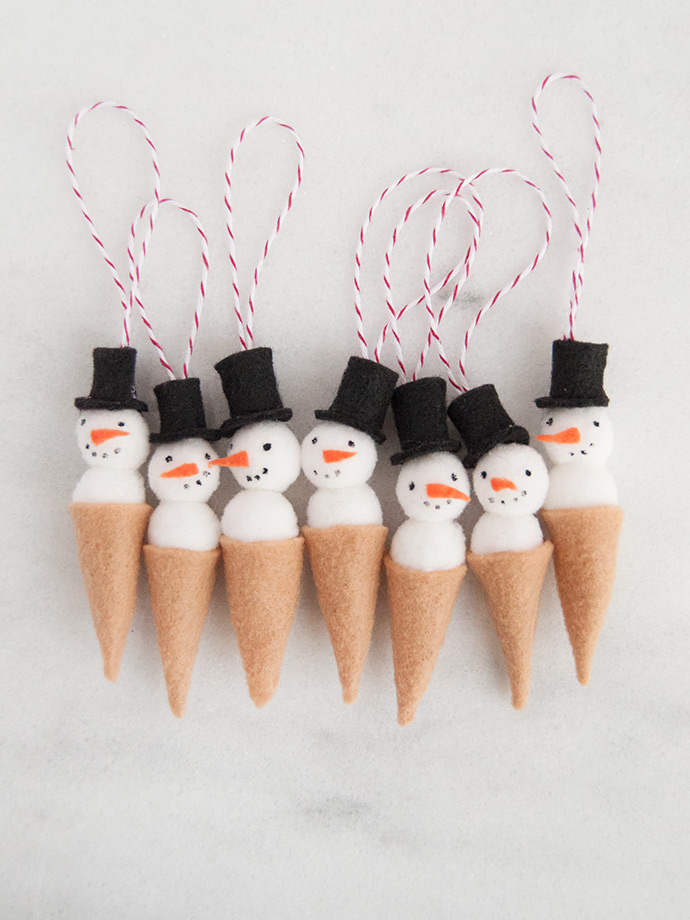 Snowman Ice Cream Cone Ornaments | Handmade Charlotte