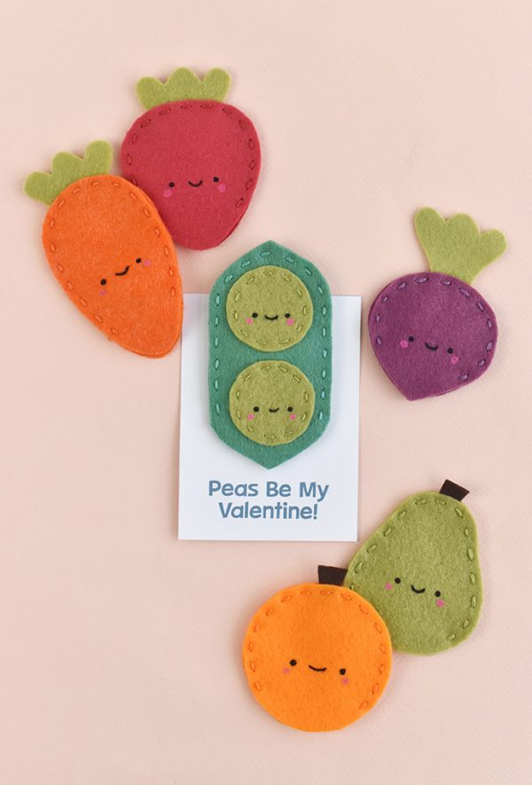 Fruit and Veggie Finger Puppet Valentines Handmade Charlotte
