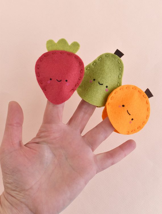 Fruit and Veggie Finger Puppet Valentines Handmade Charlotte