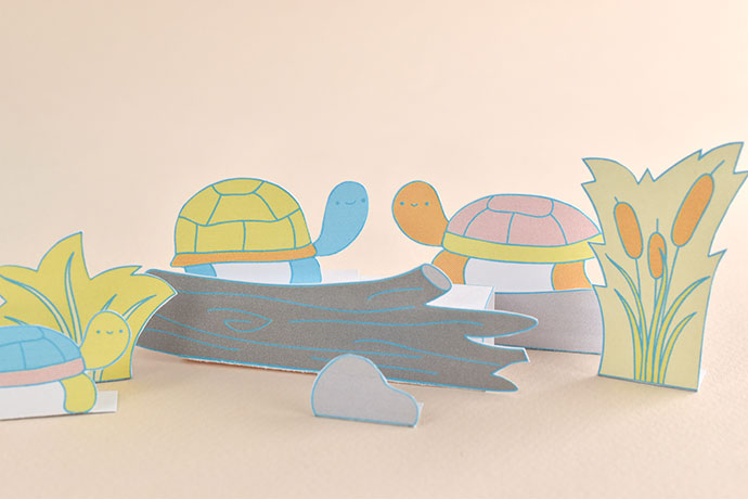 Printable Turtle Pond Diorama Playset