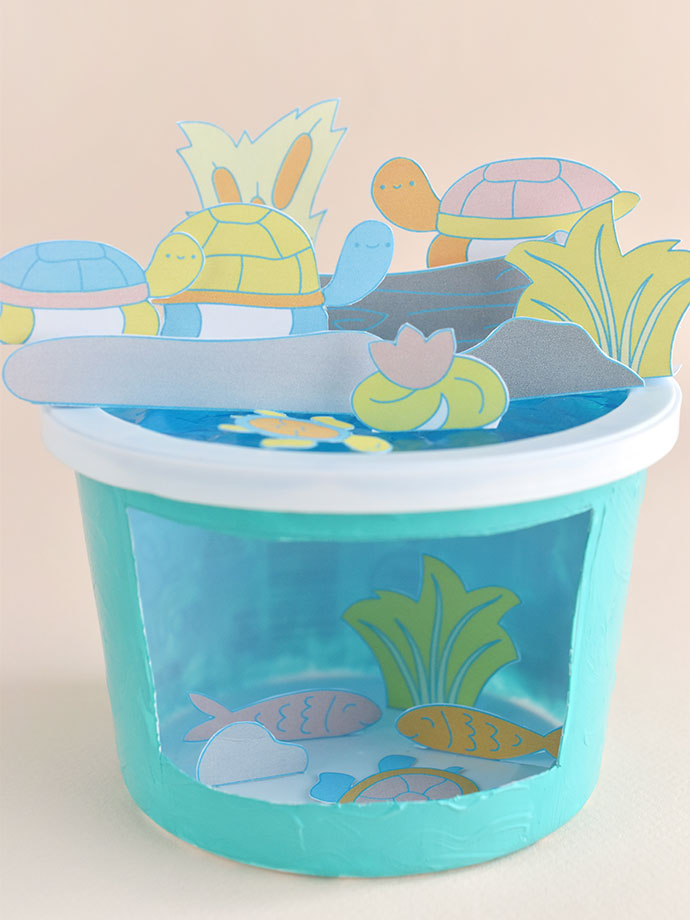 Printable Turtle Pond Diorama Playset