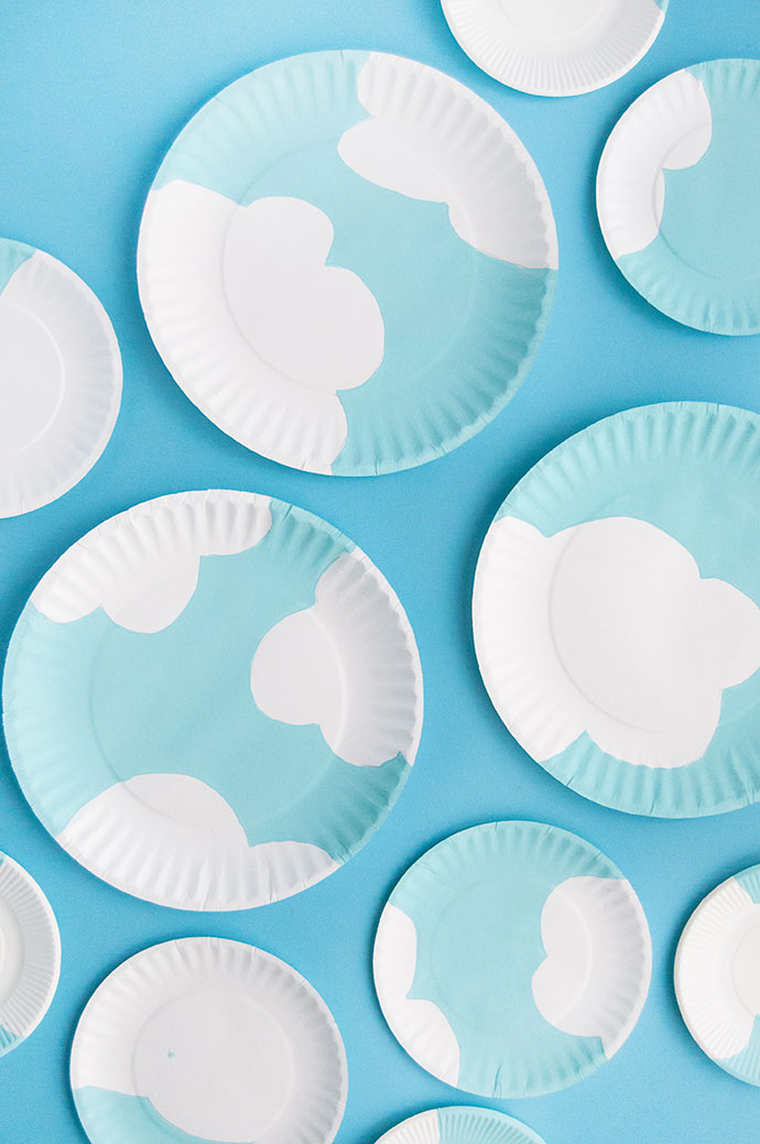 Painted Paper Plate Clouds