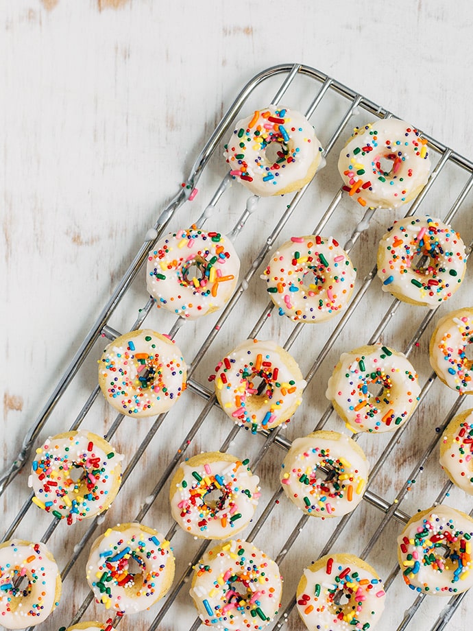 Baked Vanilla Cake Donuts with Sprinkles
