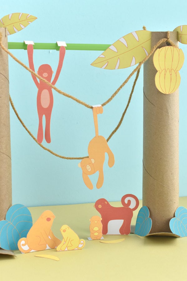 Printable Monkey Diorama Playset Handmade Charlotte