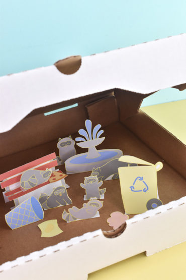 Printable City Raccoon Diorama Playset