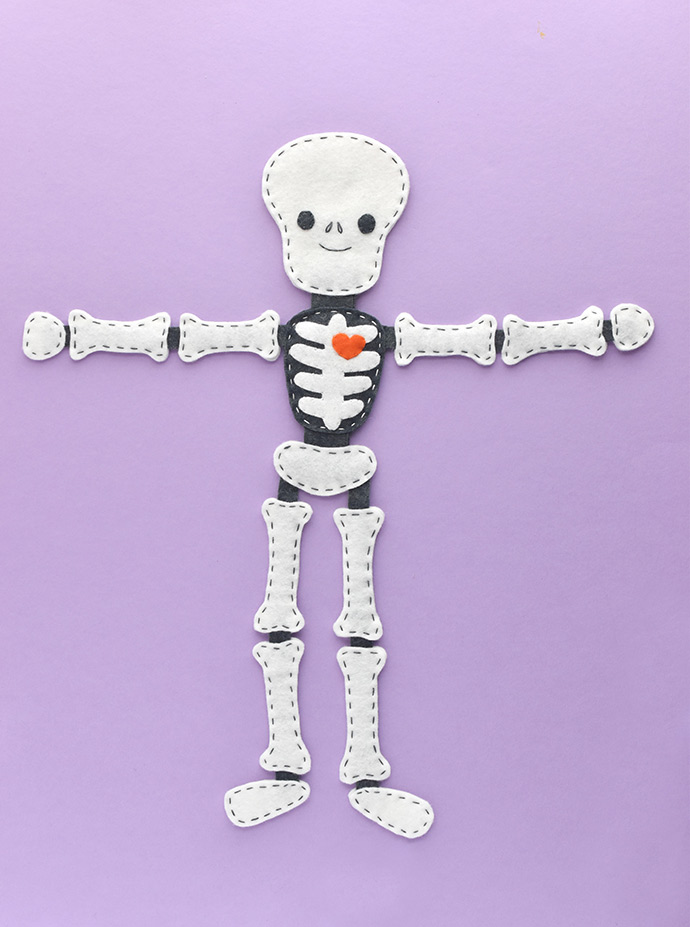 Stitch a Floppy Felt Skeleton