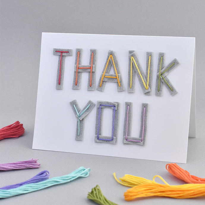 Embroidered Felt Thank You Cards