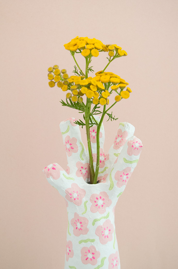 Upcycled Paper Mache Hand Vase